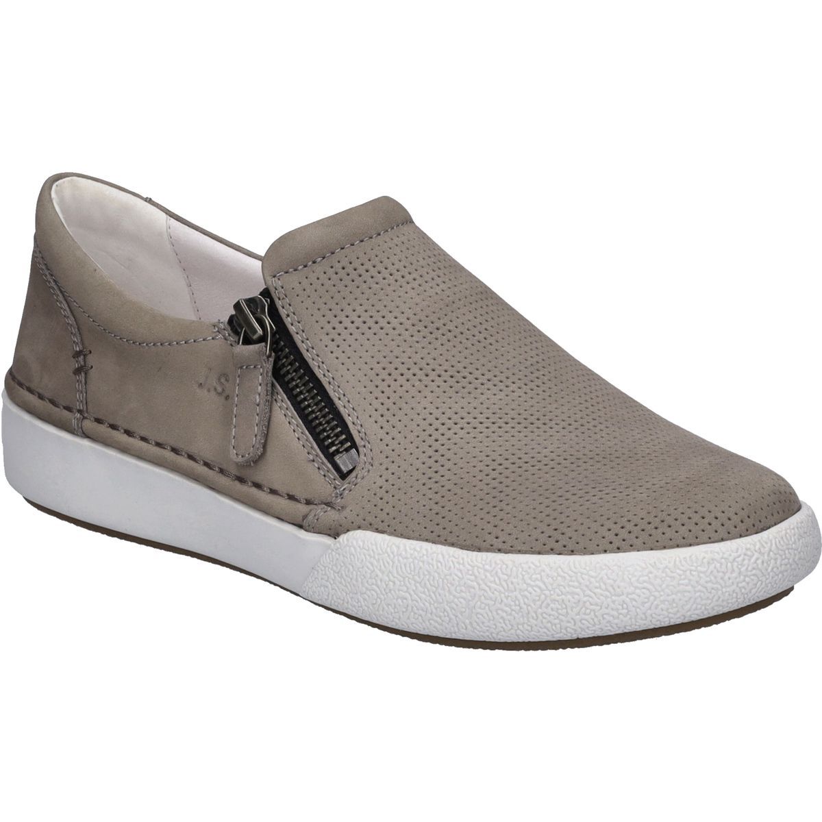 Nubuk-Slipper mit Perforation und Reißverschluss