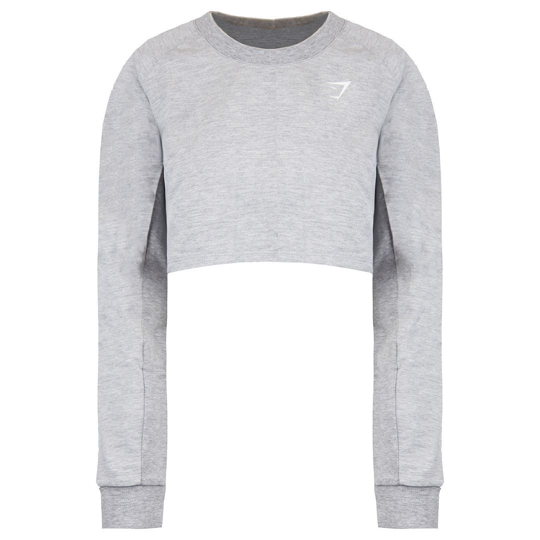 Kurzes meliertes Sweatshirt mit Rundhalsausschnitt