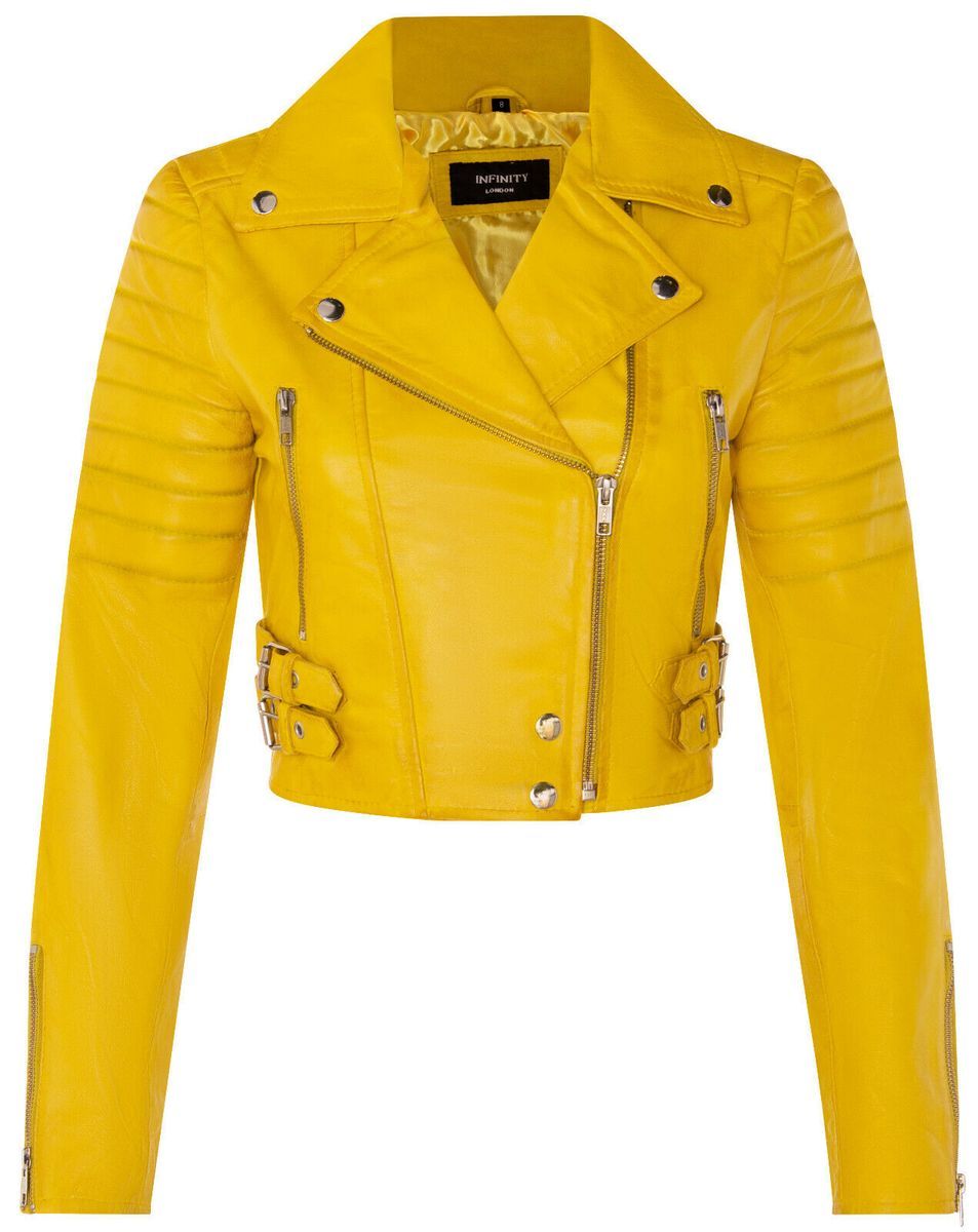 Kurze Lederjacke im Biker-Stil