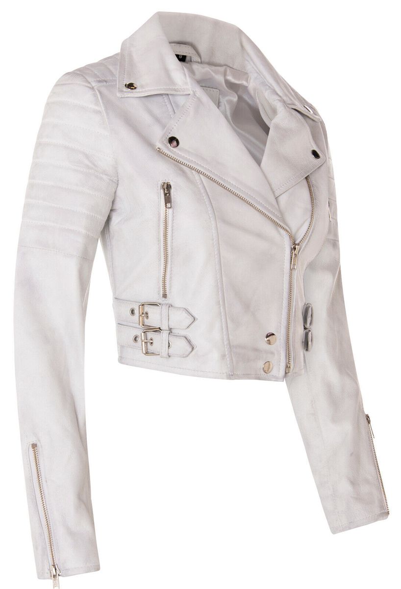 Kurze Lederjacke im Biker-Stil