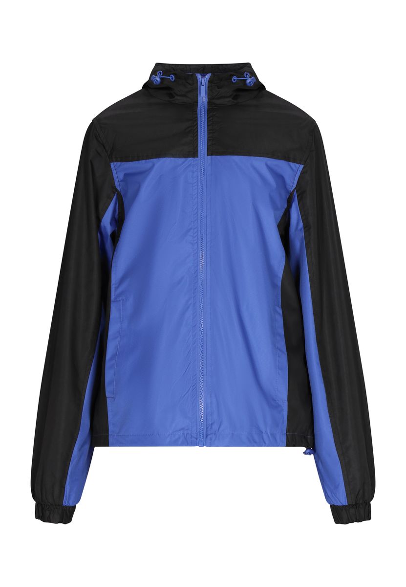 Zweifarbige Windjacke mit Kapuze