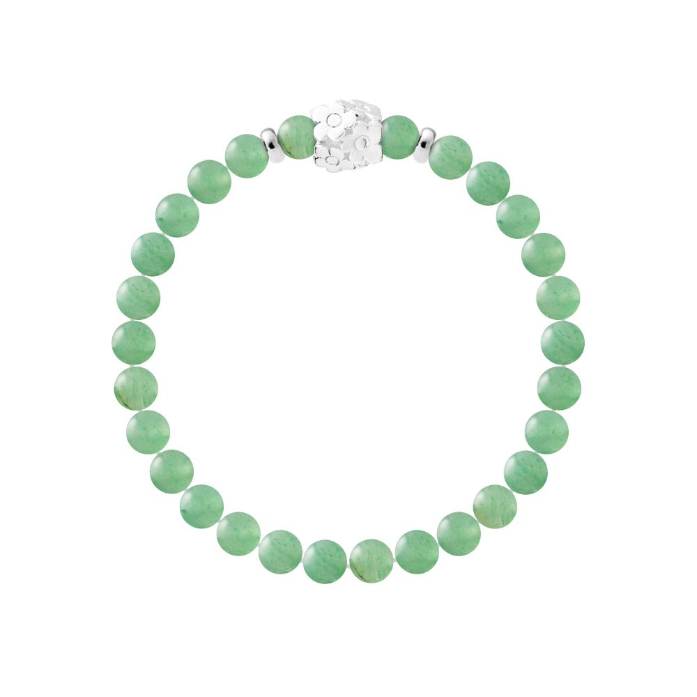 Aventurin-Perlenarmband mit Silberblüte