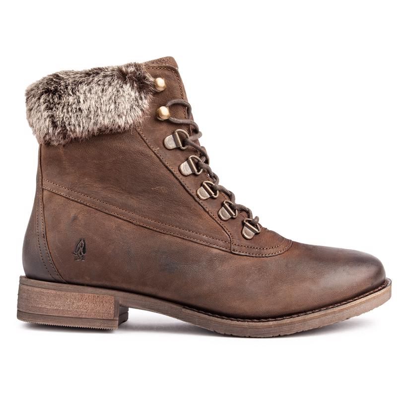Schnürstiefeletten aus Leder mit Kunstfell