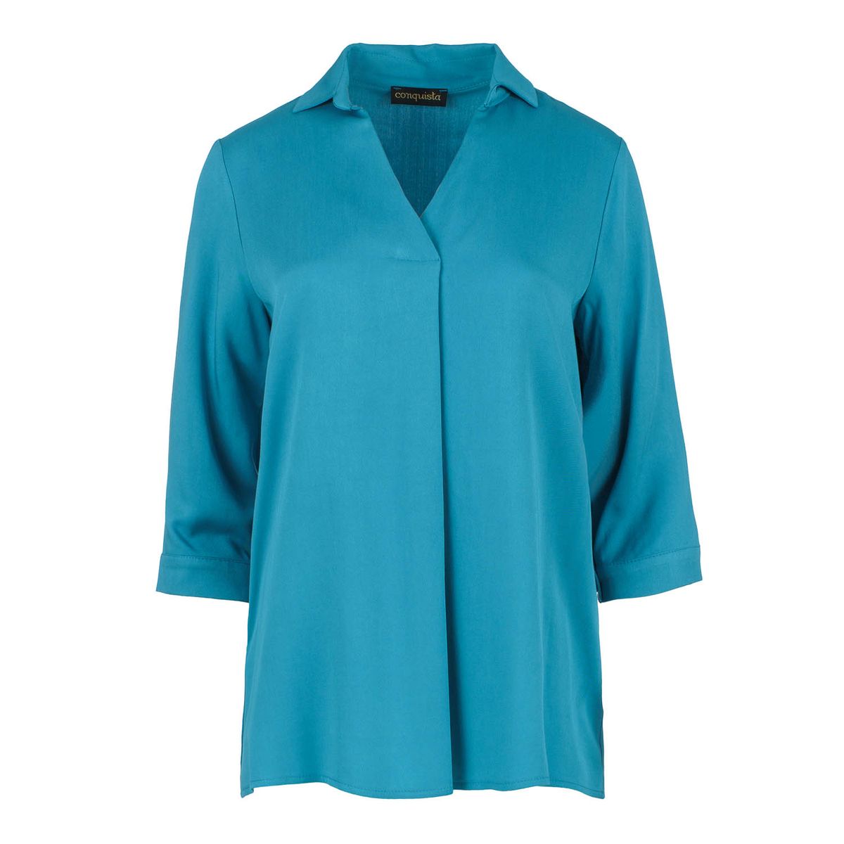 Entspannte V-Ausschnitt-Bluse mit Falte