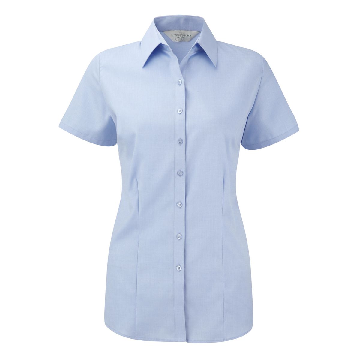 Taillierte Kurzarm-Bluse mit Knopfleiste