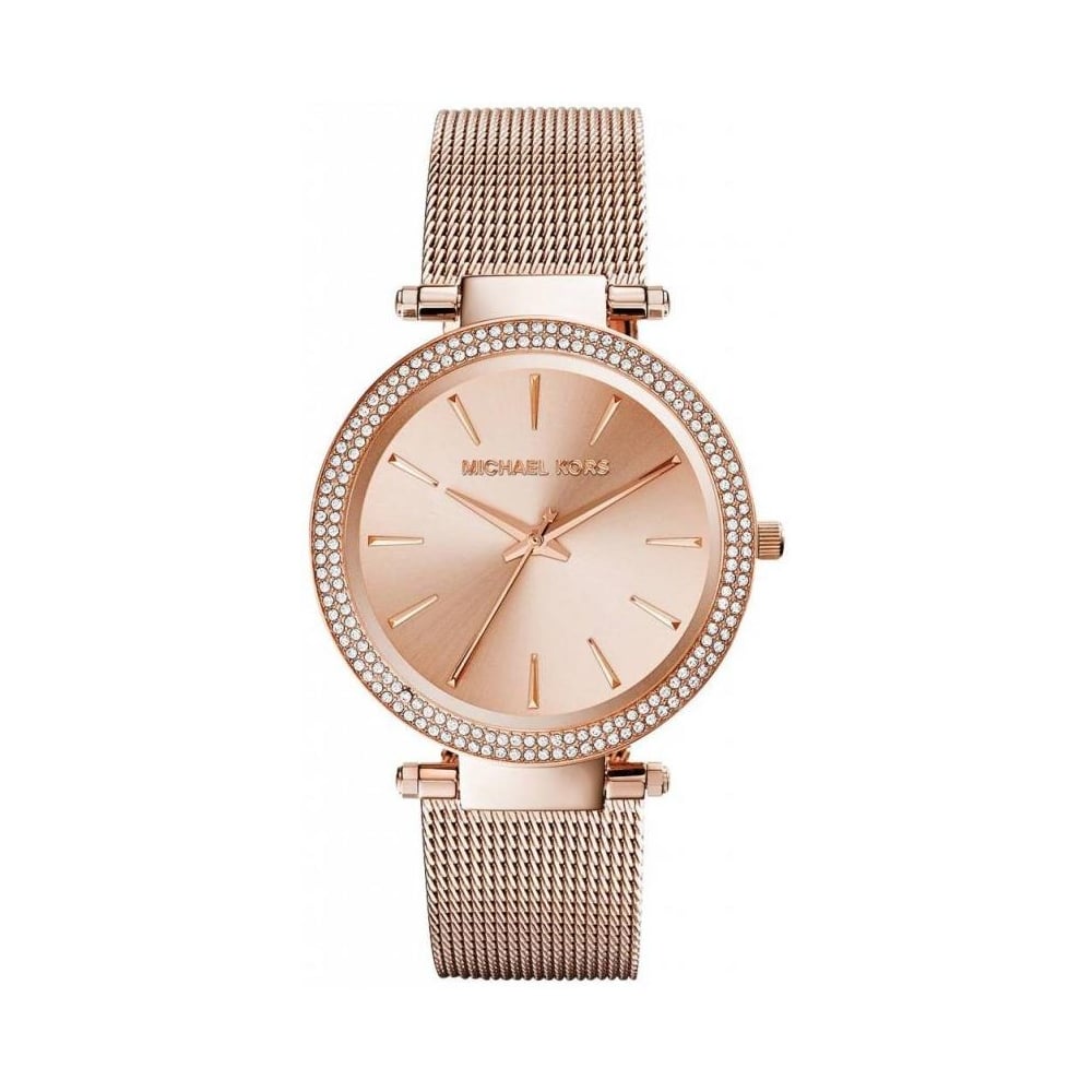 Elegante Mesh-Uhr mit Kristallbesatz