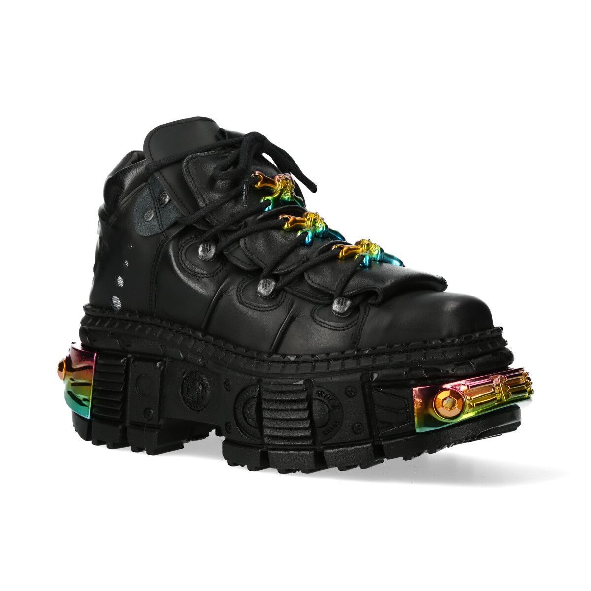 Plateau-Stiefeletten mit Regenbogen-Hardware