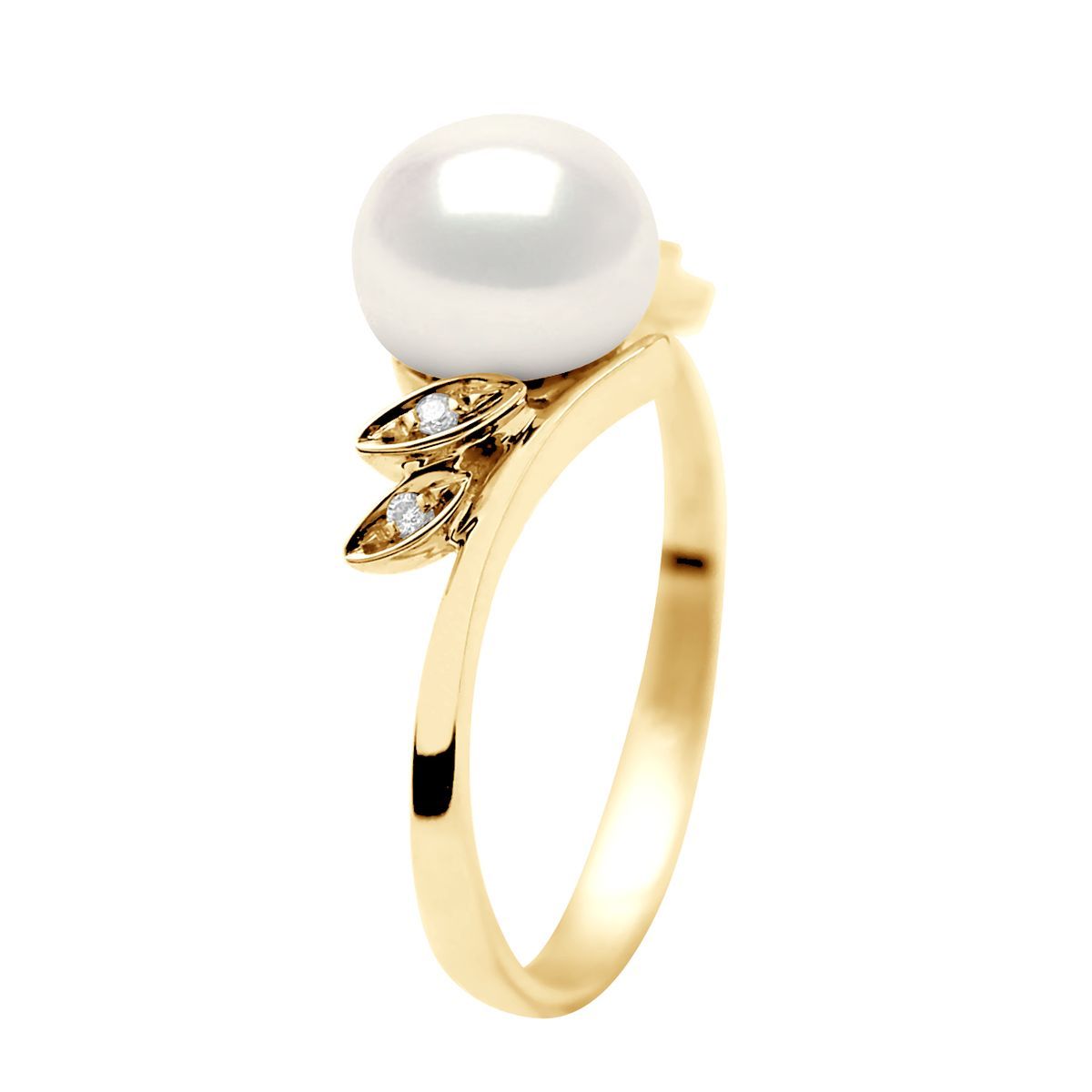 Goldring mit Süßwasserperle und Diamanten