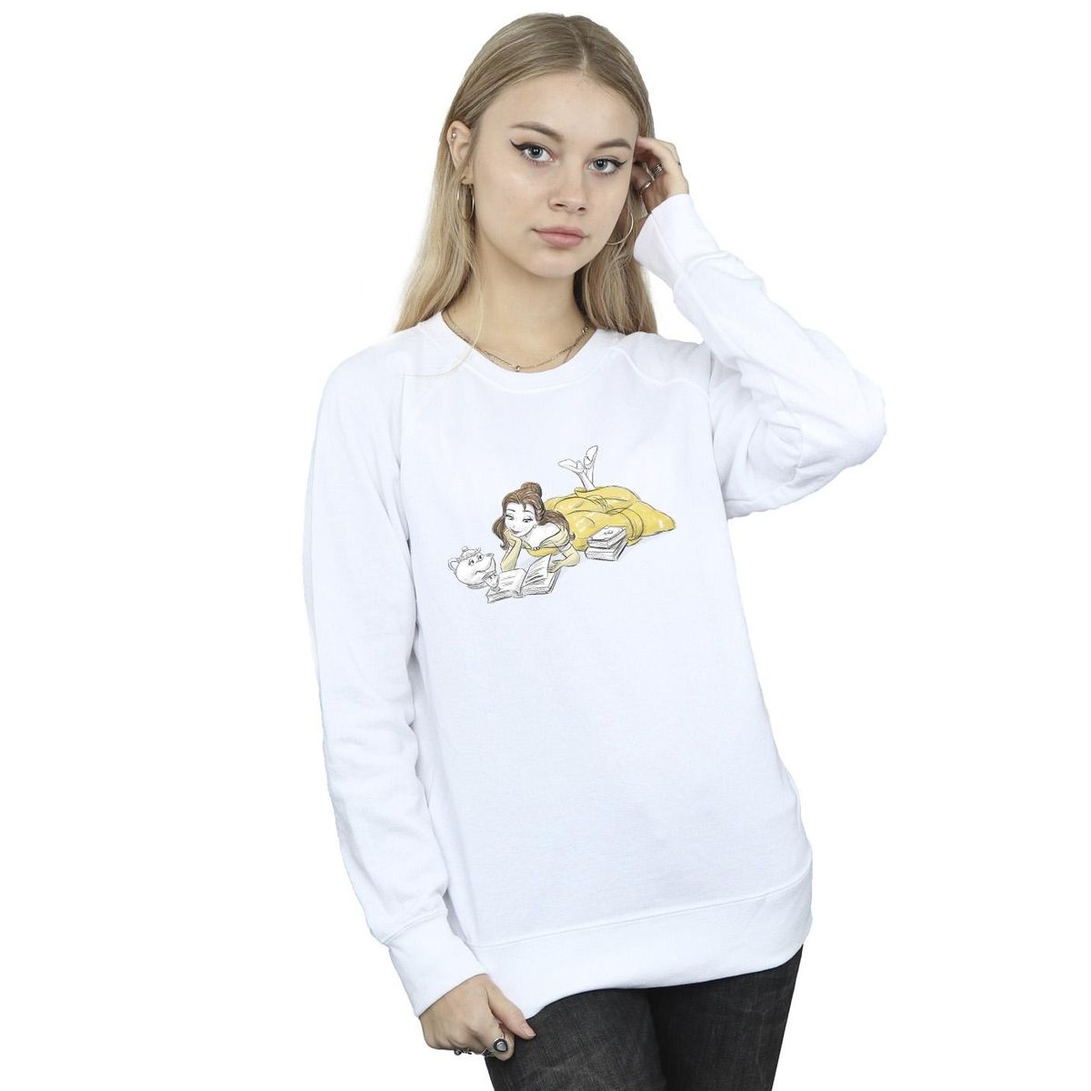 Rundhals-Sweatshirt mit Belle-Grafikprint