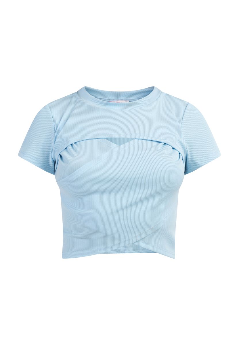 Geripptes Crop-Top in Wickeloptik