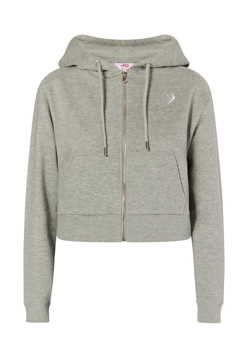 Verkürzter Zip-Hoodie mit Herz-Detail