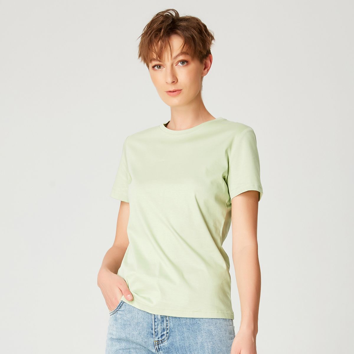 Baumwoll-T-Shirt mit klassischem Rundhalsausschnitt