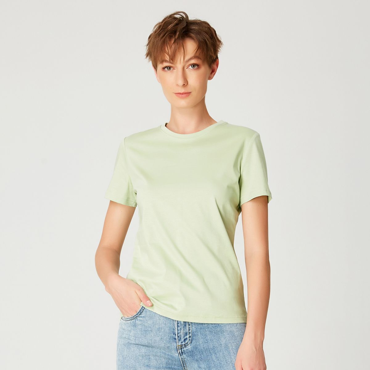 Baumwoll-T-Shirt mit klassischem Rundhalsausschnitt