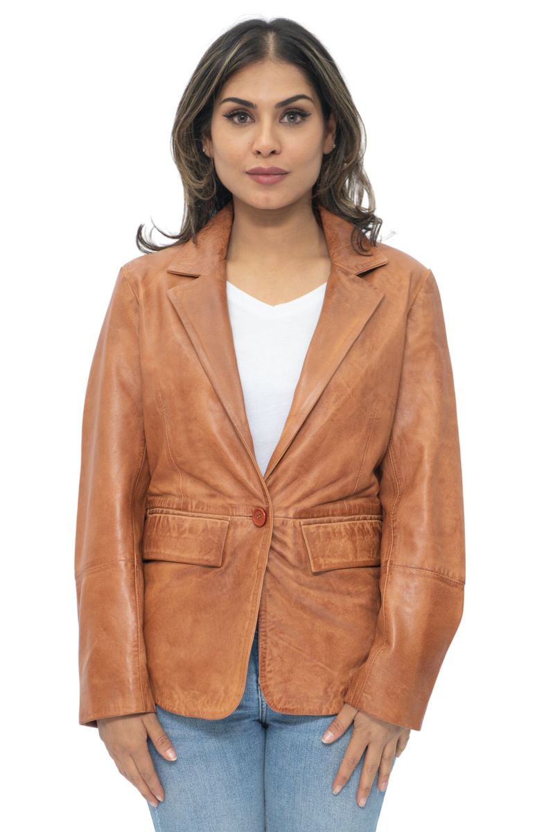 Klassische taillierte Leder-Blazerjacke