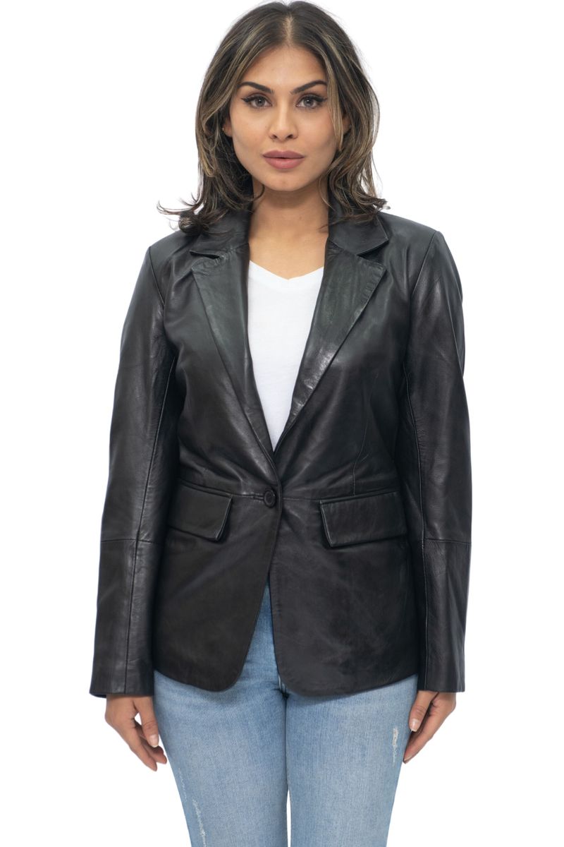 Klassische taillierte Leder-Blazerjacke