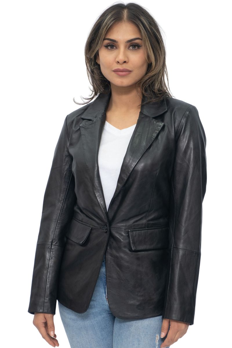 Klassische taillierte Leder-Blazerjacke