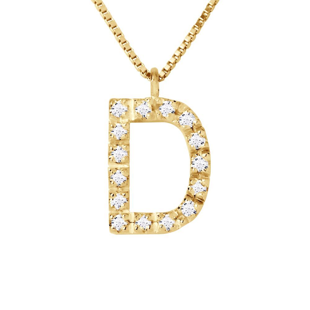 Diamant-Halskette mit Buchstabe D