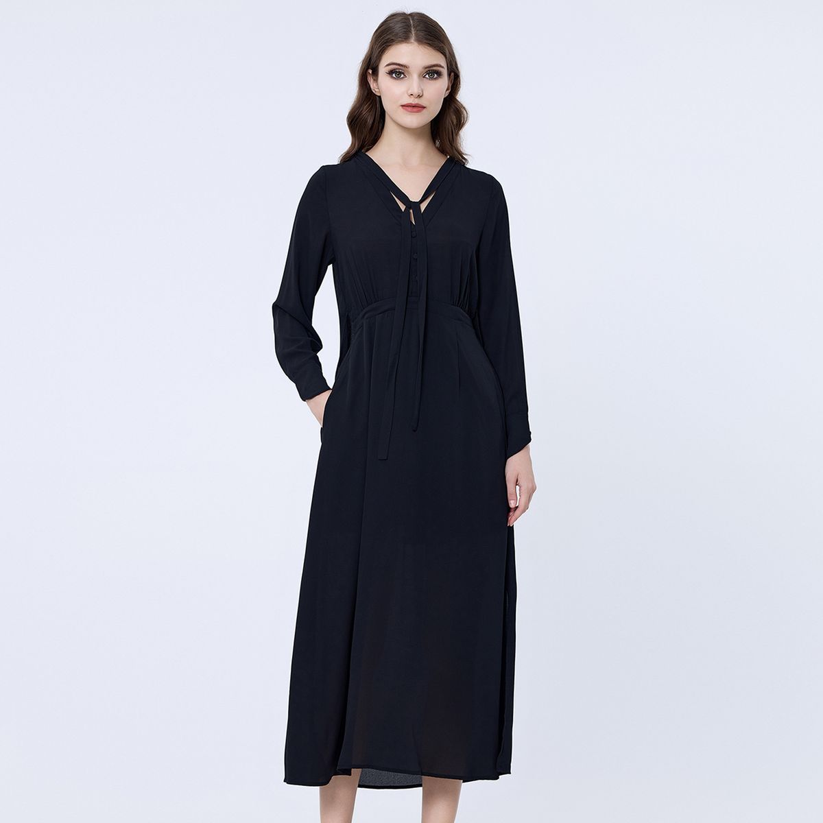 Elegantes langes Schluppen-Blusenkleid