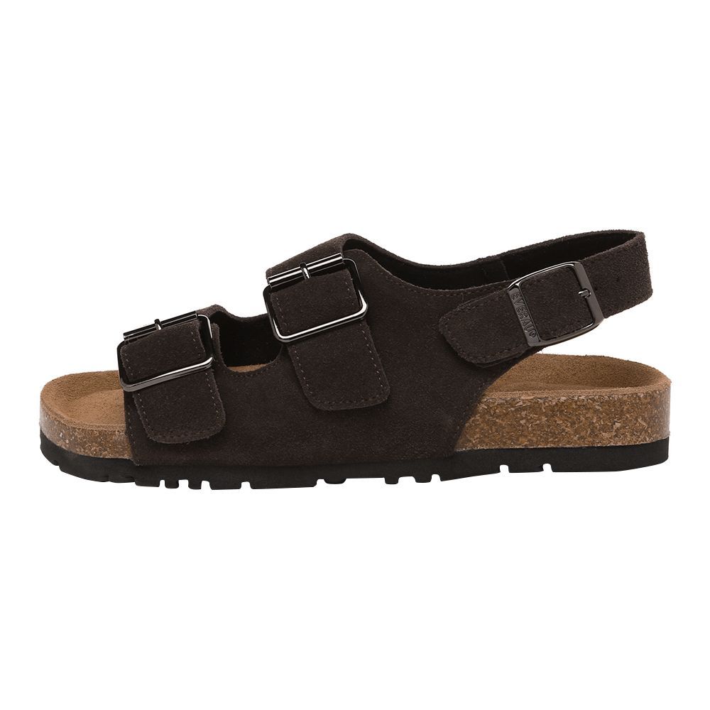 Wildleder-Sandalen mit Fersenriemen und Schnallen