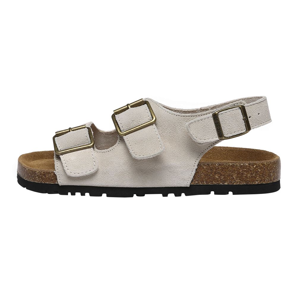 Wildleder-Sandalen mit Fersenriemen und Schnallen