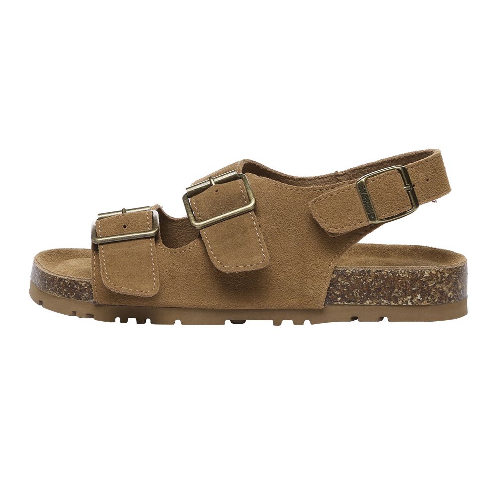 Wildleder-Sandalen mit Fersenriemen und Schnallen