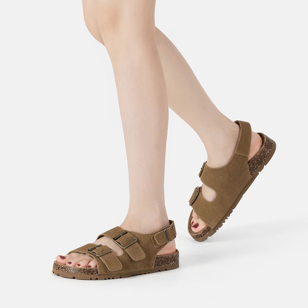 Wildleder-Sandalen mit Fersenriemen und Schnallen