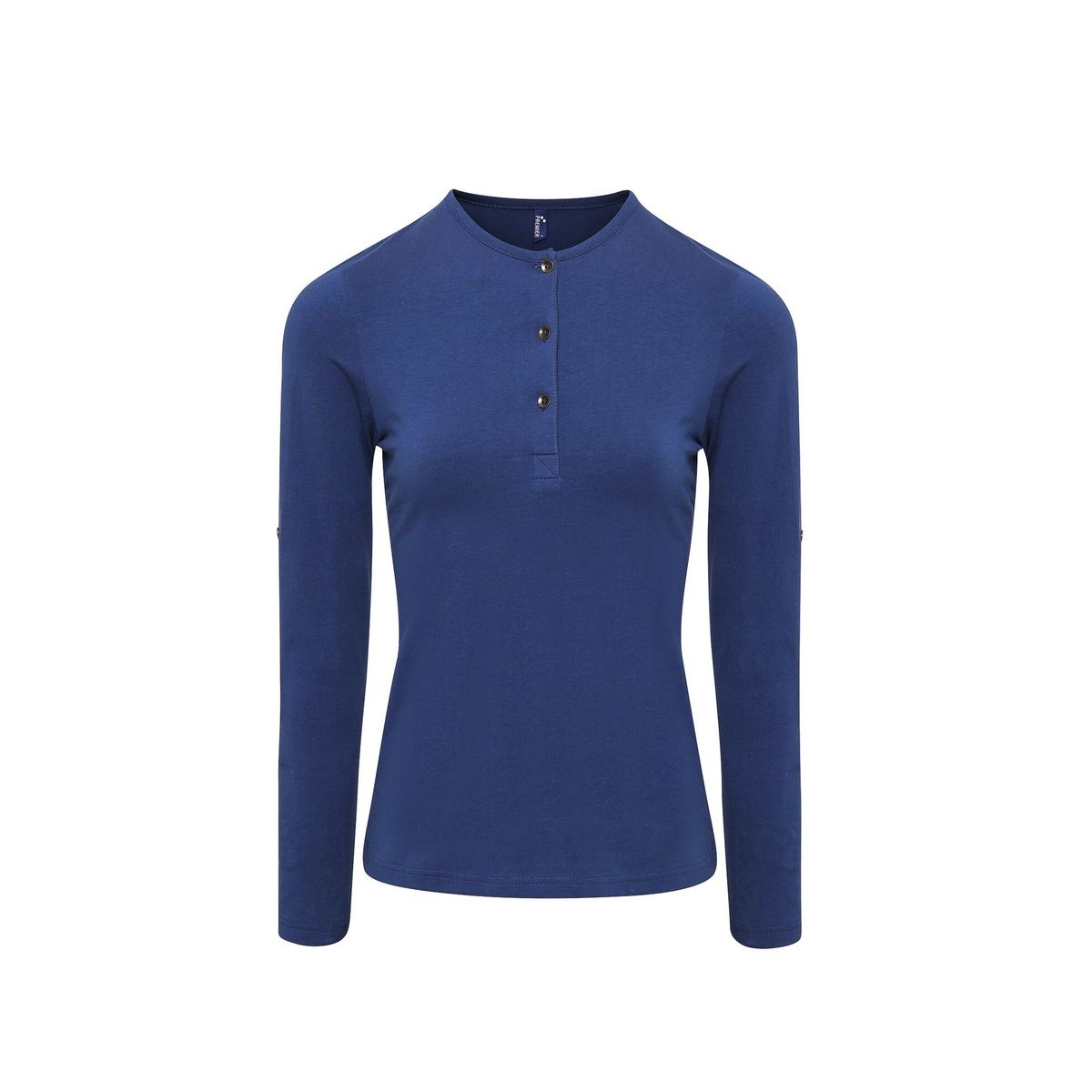 Langarm-Henley-Shirt mit Krempelärmeln