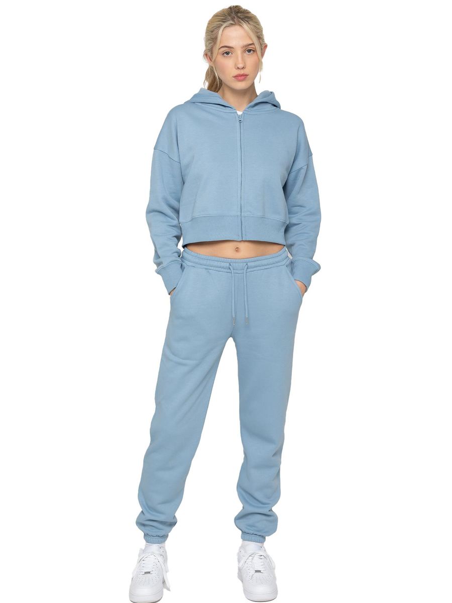 Bauchfreies Zip-Hoodie und Jogger-Set