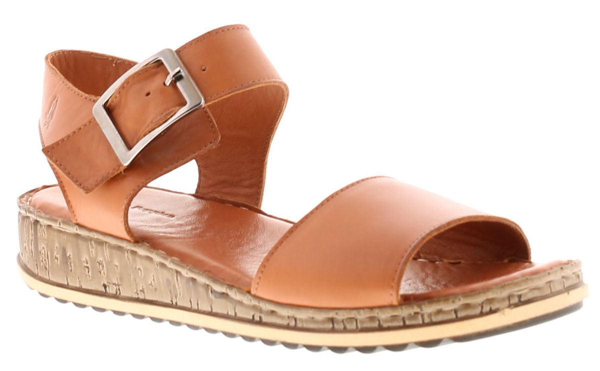 Leder-Keilsandalette mit Schnalle