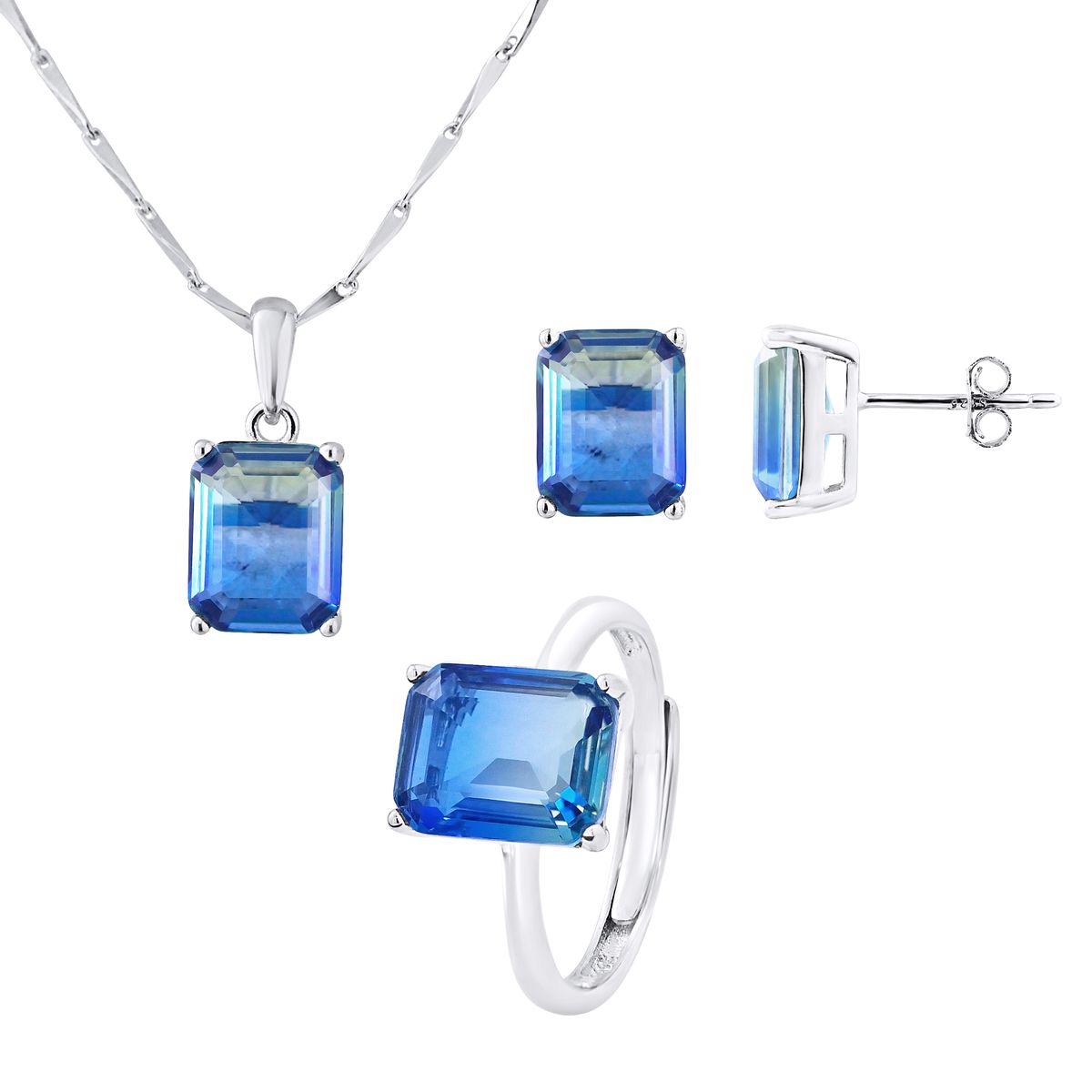 Geometrisches Bicolor Kristall-Schmuckset
