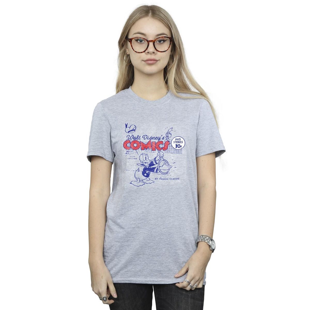 Boyfriend-T-Shirt mit Vintage-Comic-Print