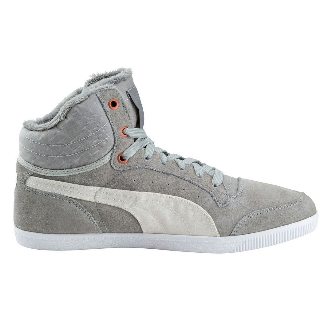 High-Top-Wildledersneaker mit Fellbesatz