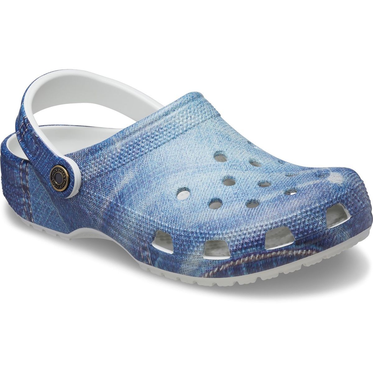Klassische Clogs mit Denim-Print