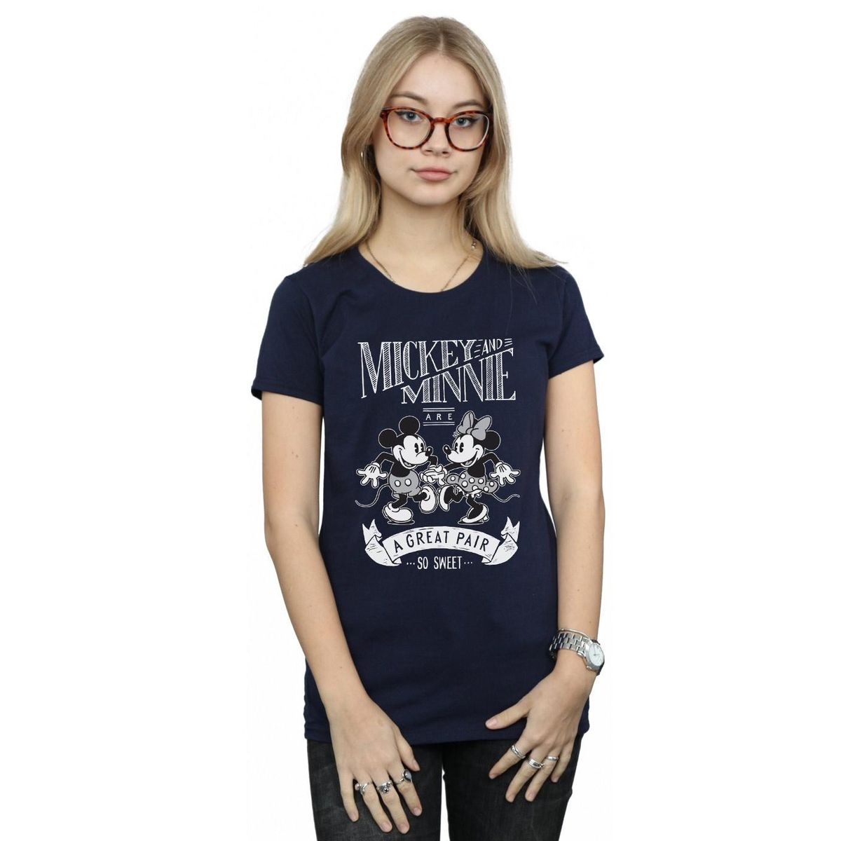 Mickey und Minnie Grafik-T-Shirt