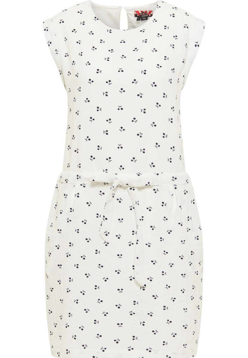 Sommerkleid mit Kirsch-Print aus Krepp