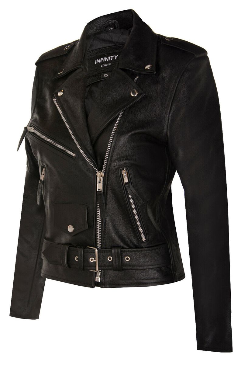 Asymmetrische Bikerjacke aus Rindsleder