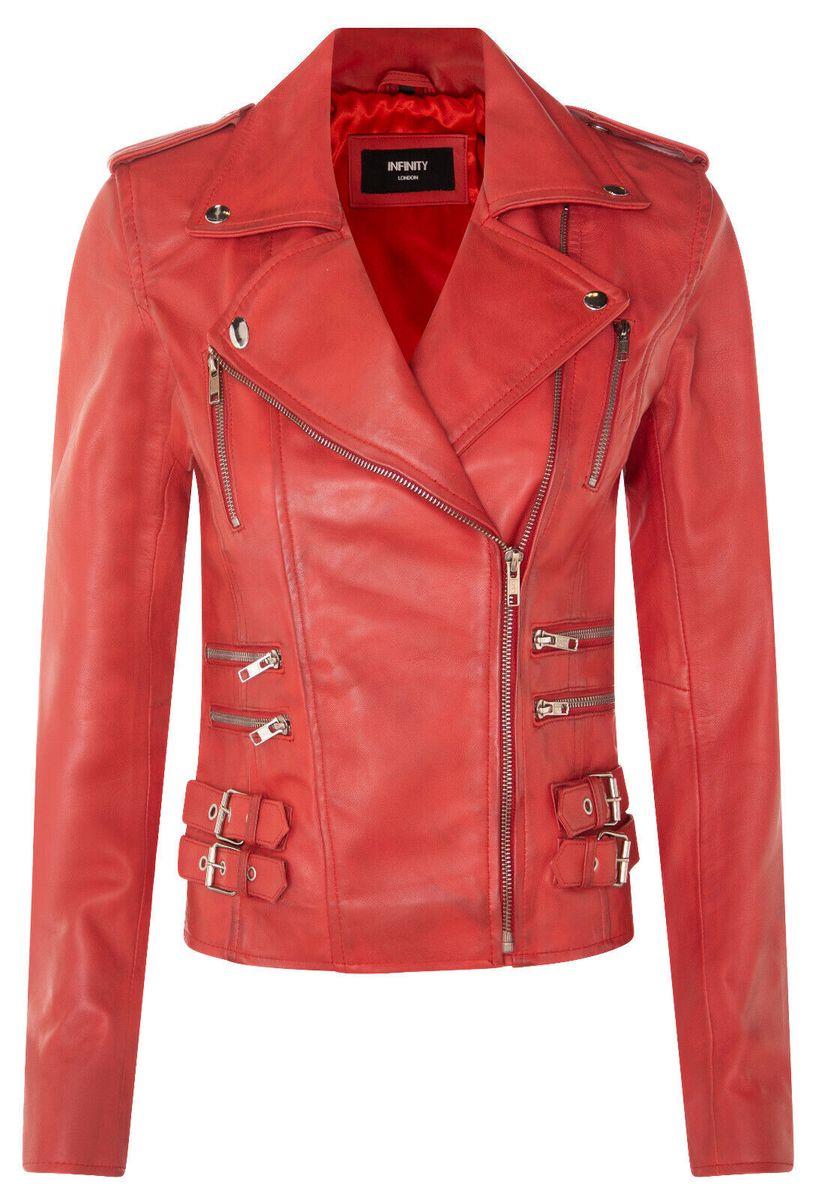 Asymmetrische Moto-Jacke aus Nappaleder