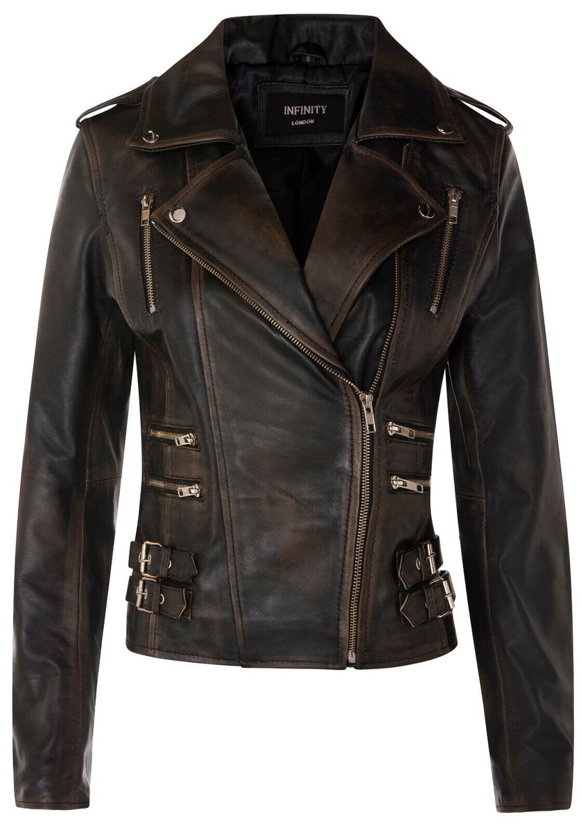 Asymmetrische Moto-Jacke aus Nappaleder