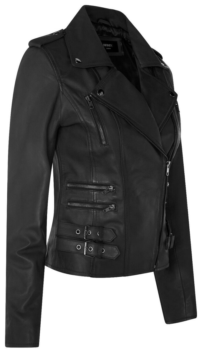 Asymmetrische Moto-Jacke aus Nappaleder