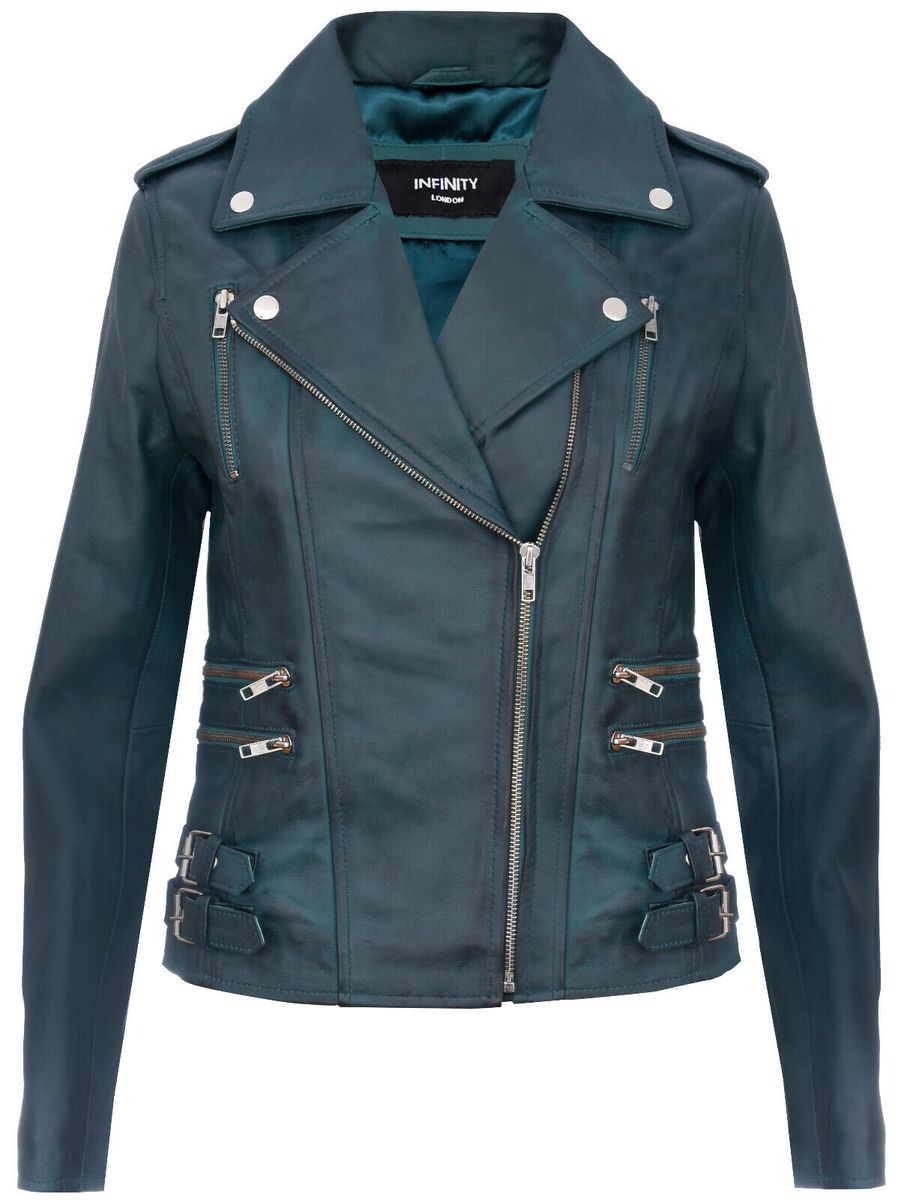 Asymmetrische Moto-Jacke aus Nappaleder