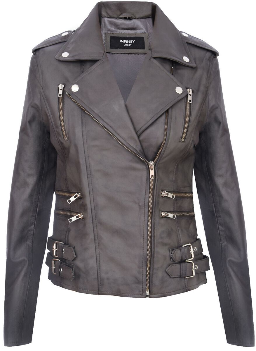 Asymmetrische Moto-Jacke aus Nappaleder