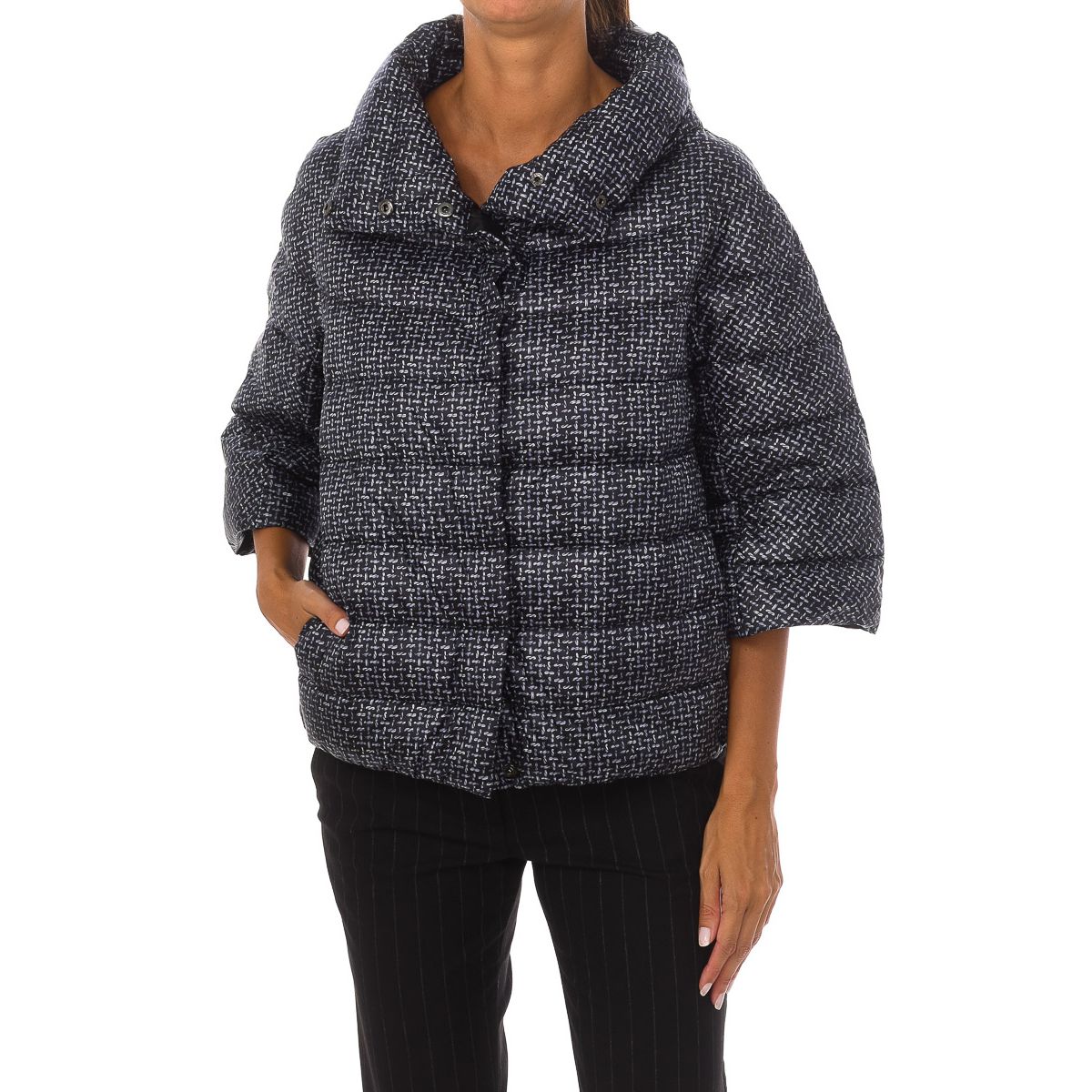 Bedruckte Steppjacke mit Stehkragen