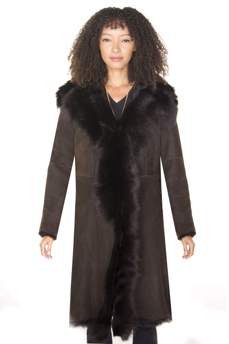 Eleganter Toscana-Schaffell-Wildledermantel