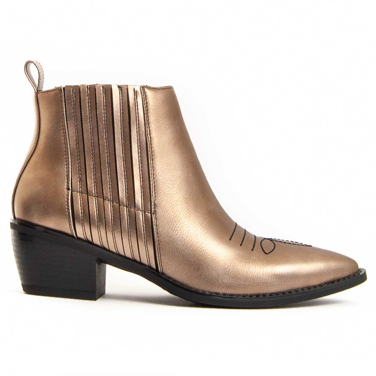 Spitze Western-Stiefeletten in Metallic-Optik