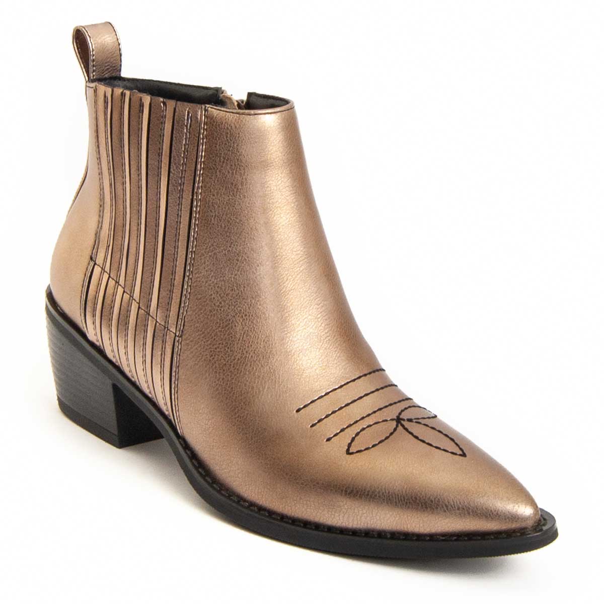 Spitze Western-Stiefeletten in Metallic-Optik