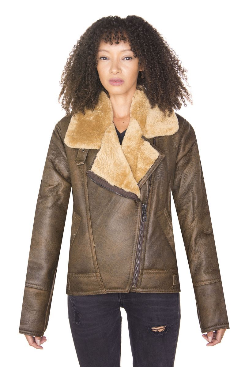 B3 Shearling-Lammfell-Fliegerjacke