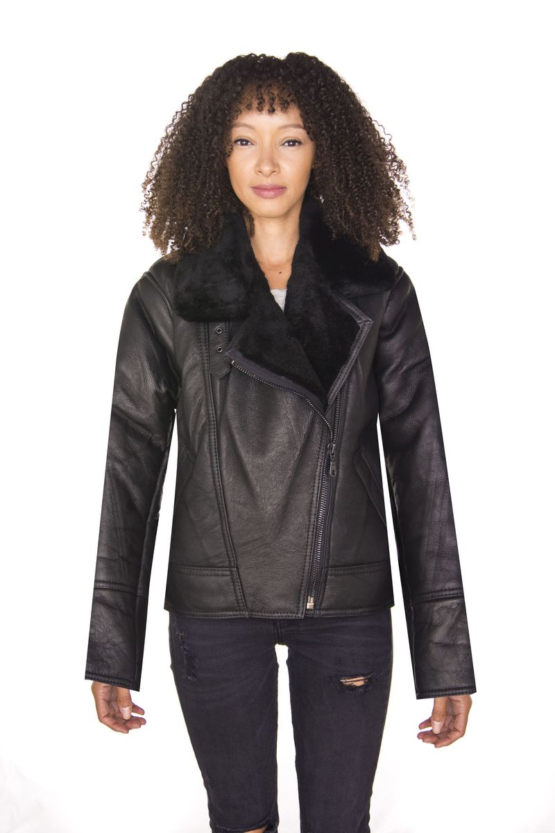 B3 Shearling-Lammfell-Fliegerjacke