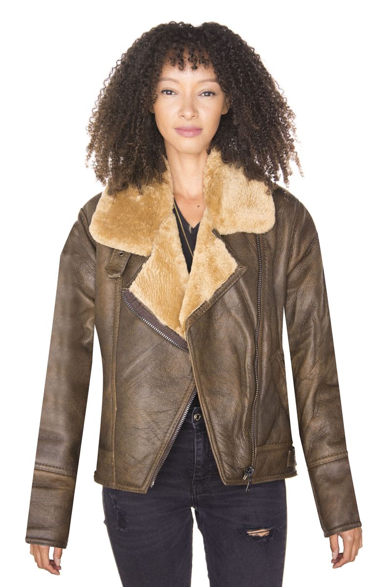 B3 Shearling-Lammfell-Fliegerjacke