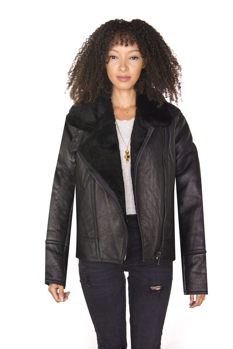 B3 Shearling-Lammfell-Fliegerjacke