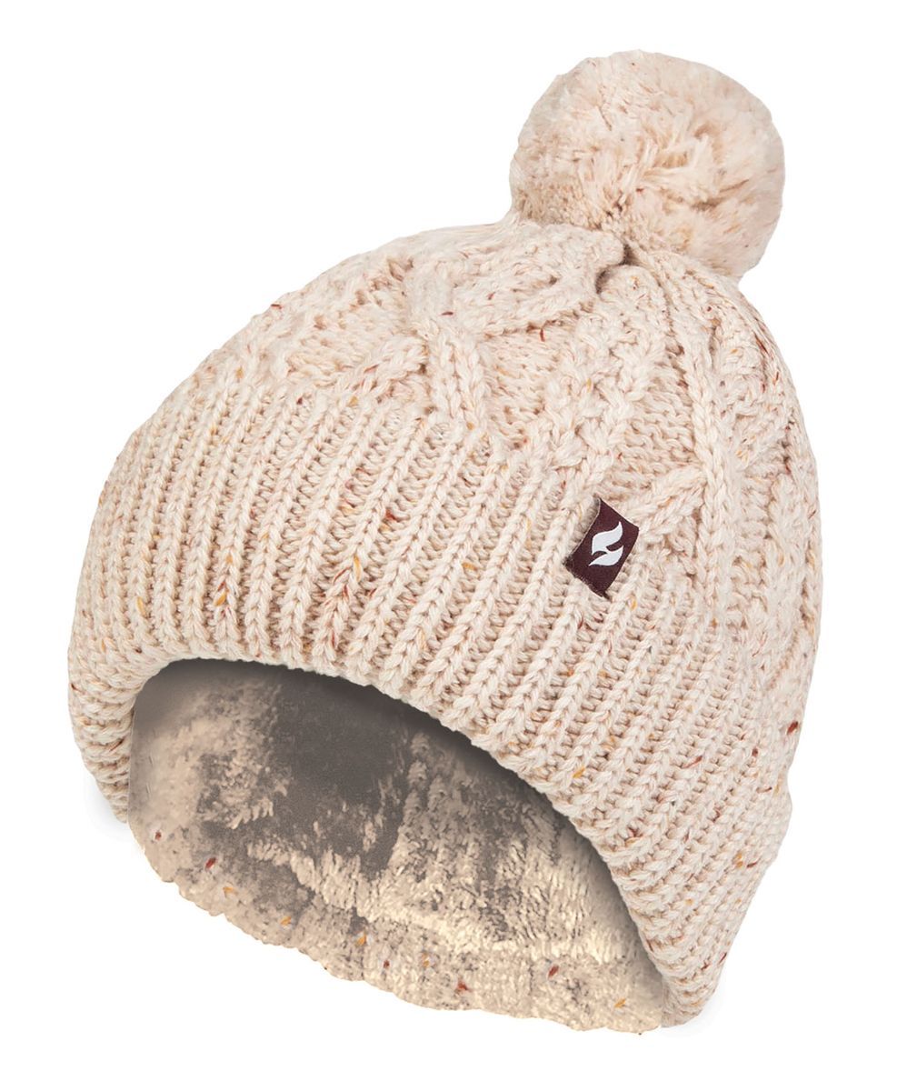 Grobstrick-Beanie mit Bommel